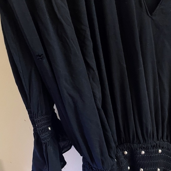 Yves Saint Laurent Black V-Neck Blousin Mini Western Dress Fall Summer Chic Goth - Picture 9 of 12